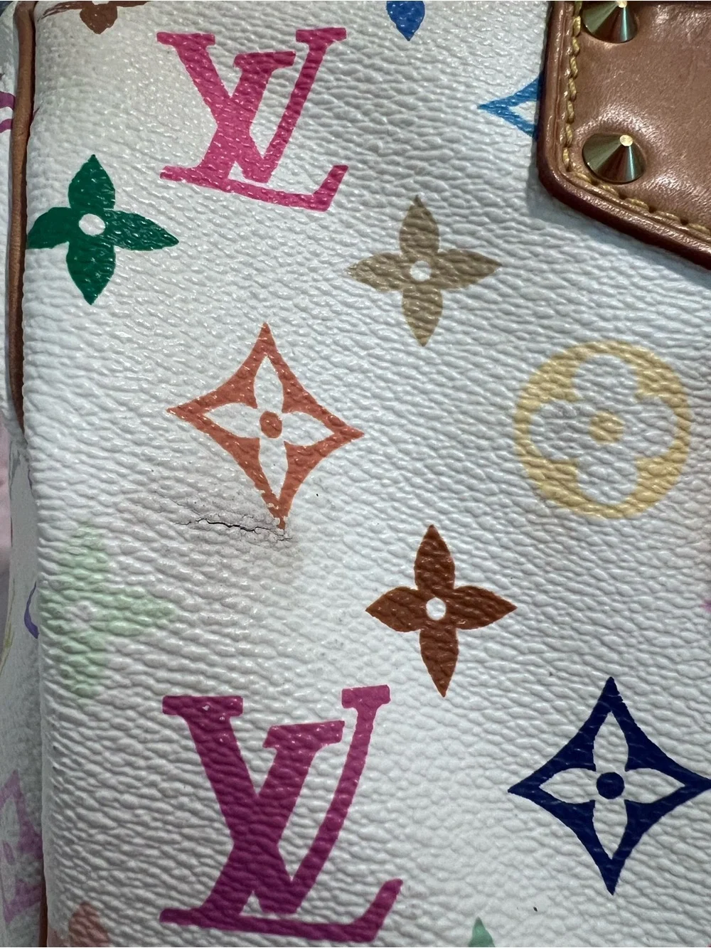 Vintage Louis Vuitton Multicolor Murakami White Speedy Bag